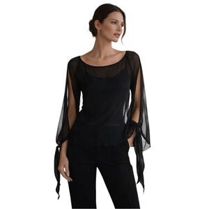 Stunning Nicole Miller Collection NWT Silk Sheer Split Sleeve Top Size 8